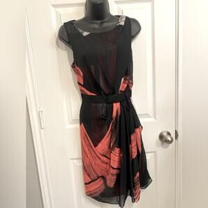 Max and Cleo Midi Faux Wrap Sheath Cocktail Dress - Size 8